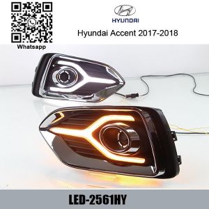 Hyundai Accent 17-18 Car DRL LED Daytime driving turn signal Fog Lights