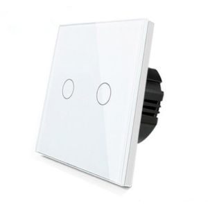 2 gang white toughened glass panel waterproof and fireproof touch sensor light