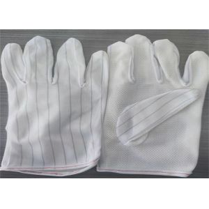 PU Palm Dot Plastic Stripe Esd Safe Gloves Polyester For Clean Room