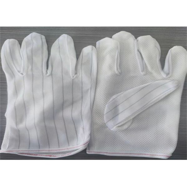 Quality PU Palm Dot Plastic Stripe Esd Safe Gloves Polyester For Clean Room wholesale