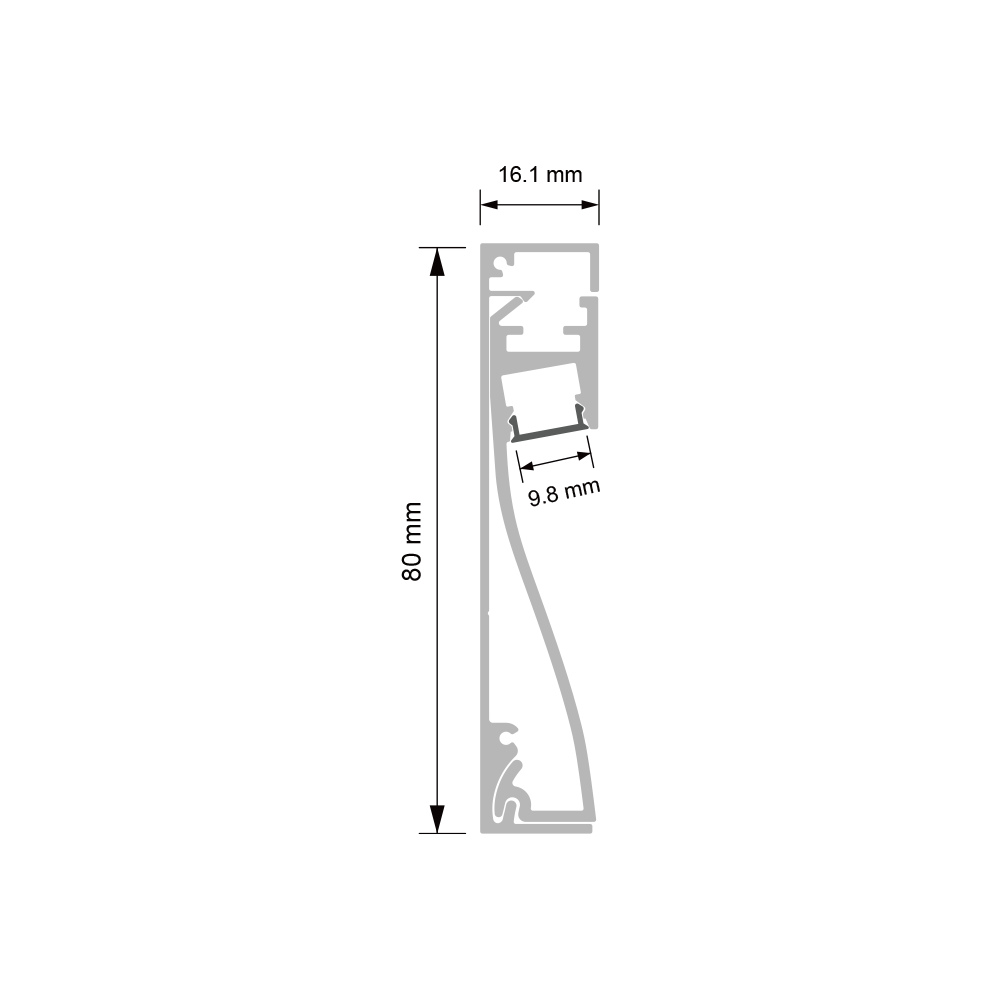 K80 LED Corner Aluminium Profile 80mm Height with PC Diffuser