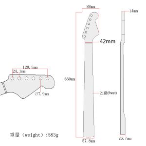 Matte finish Electric Guitar Neck 21 Fret Fender Stratocaster Maple Neck abalone
