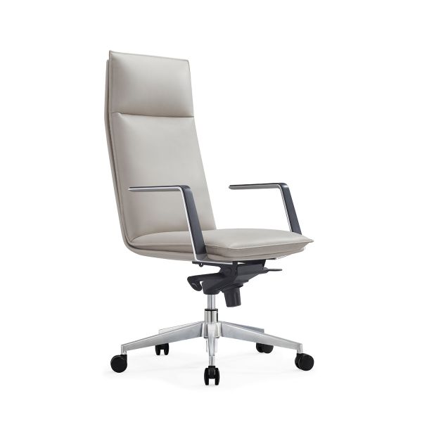 Quality High Back Genuine Leather Executive Chair 5 Position Sychron Mechanism wholesale