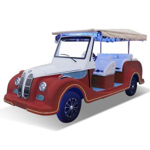 Gray Classic Car 8 Seats Electric Tourist Car Sightseeing Bus Three Rows Of