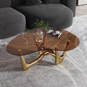 China Cuore Stainless Steel Tempered Glass Coffee Table on sale