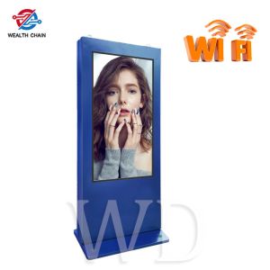 Navy Blue Outdoor LCD Digital Signage Totem WIFI 2.4G Bluetooth 5.0 Adjustable
