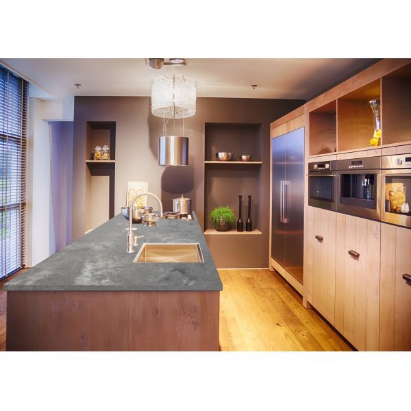 Kitchen Countertop Honed Black Quartz Heat Resistance Polished Surface