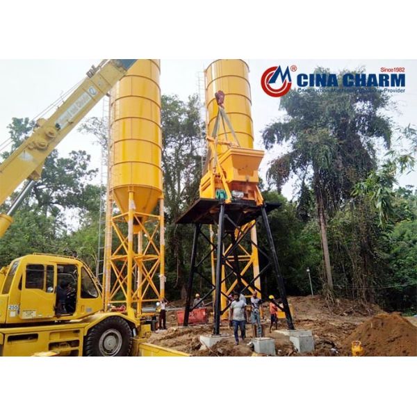 HZS50 Portable Twin Shaft Mixer Batching Plant stationary concrete batching plant