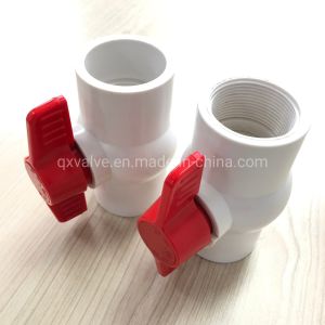 1/2-4 Inch Red Handle Pressure PVC White Ball Valve made of Glue Connection Form