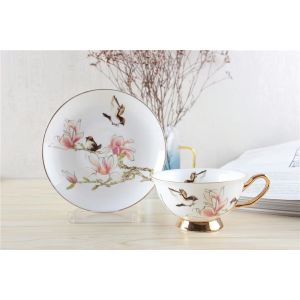 SGS 12OZ Elegant Bone China Cappuccino Cups Afternoon Tea Set