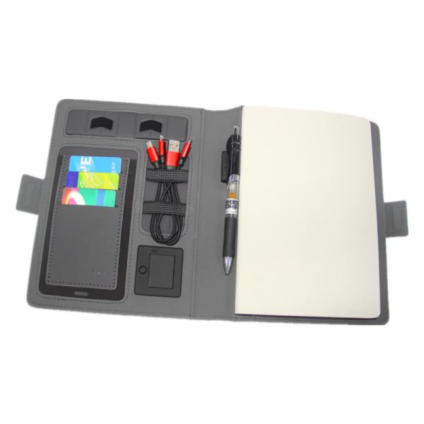 Quality 5W Waterproof Padfolio With Power Bank , Multifunctional Notebook Wireless Charger wholesale