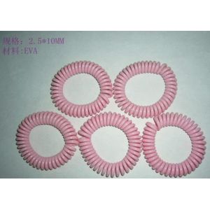 Lovely solid pink color sprial wrist band coil key chain with split ring&thumb