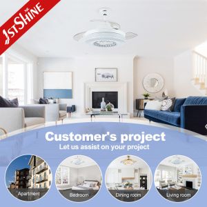 Antique Style LED Ceiling Fan High Speed White Retractable Blades with Remote