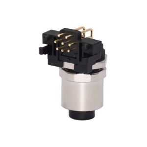 M12 8pin female 90 degree panel mount connector PCB type with IP68 degree for