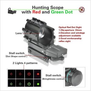 China Waterproof Tactical Hunting Paintball Gun Scopes with Red And Green Dot Rain Proof on sale