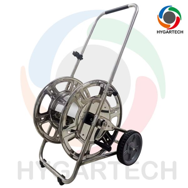 Quality High Durability Stainless Steel Trolley Hose Reel Cart With 3/4"NH North American Hose Threaded Adaptor Multifunctional For Washing / Irrigation wholesale