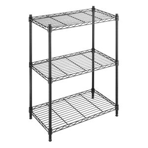 3 Tier Home Storage Organizer Black Home Wire Shelving Unit On Wheels Adjustable