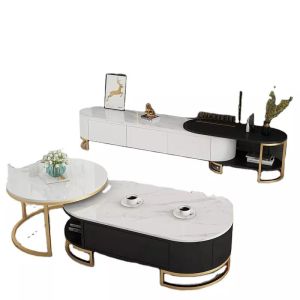 Adjustable TV Stand Coffee Table Set 70*70*43cm Living Room Center Table With