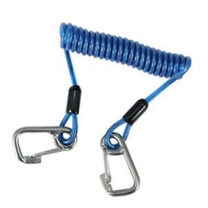 Cheap Heavy duty blue strong carabiner holder stainless steel wire coiled lanyard for tools safe for sale