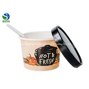 Biodegradable Kraft Paper Disposable Salad Soup Bowls with Lid