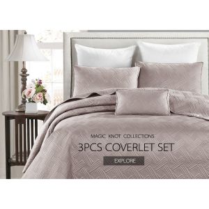 Wrinkle Embroidered Full Size Quilt 3pcs Machine Washable Color / Patten