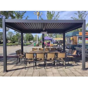China Aluminum Louvered Pergola Aluminum Patio Gazebo Polycarbonate Double-Roof Canopy on sale
