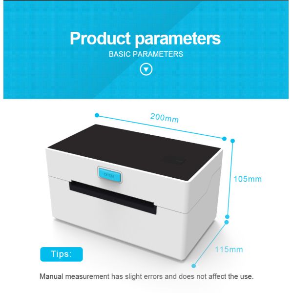 Portable Thermal 4 Inch Label Printer White Color ESC POS ZJ-9220