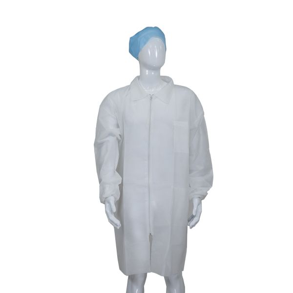 Quality Antibacterial SMS Disposable Lab Coats With Zip Closure wholesale