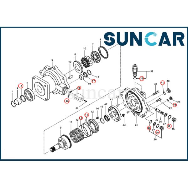 SUNCARVO.L.VO Excavator VOE14512788 Sealing Kit Swing Motor Assy Inner Parts Oil Seal Repair Kit