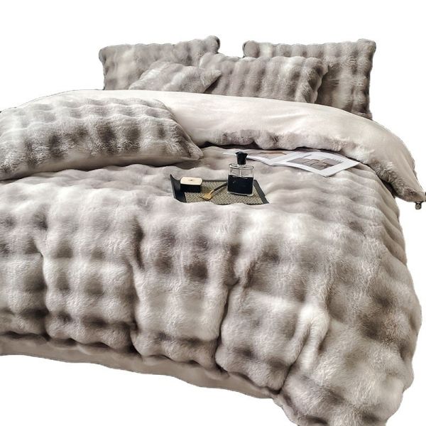 Quality Luxury and Warmth with Sustainable Milk Velvet Mink Rabbit Fur Bedding Set wholesale