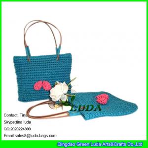 China LUDA small fashion kids crocheted letter straw beach bag with flower on sale