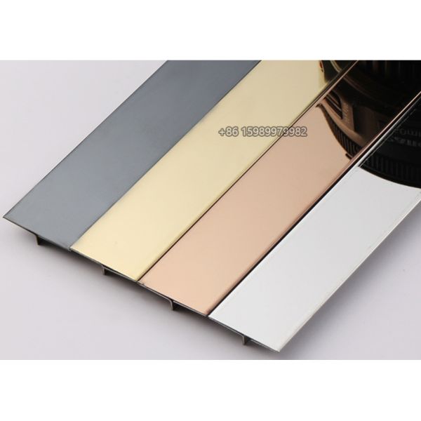 Quality Mirror Effect T Shaped Stainless Steel Profile , Grooved T Profile Patti T40 wholesale