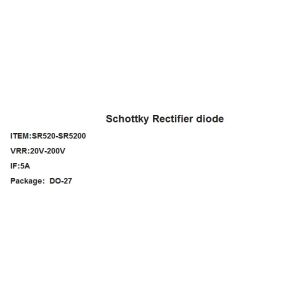 Schottky Rectifier diode Sb (R) 520 Thru Sb (R) 5200 5A Do-27 Package