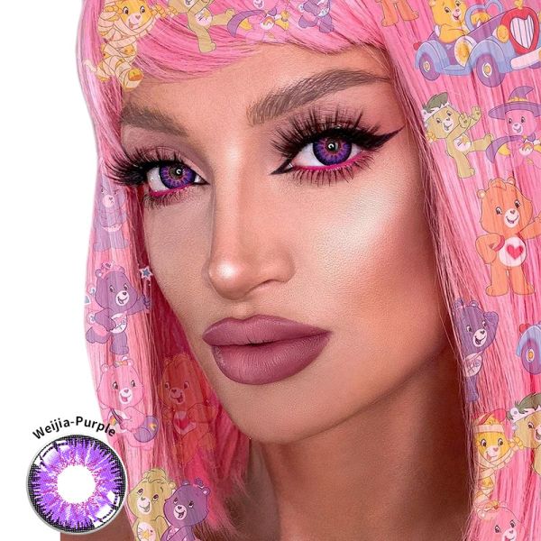 KSSEYE Magic Eye Contacts Lens Fancy Look 1 PAIR 2 PCS Evil Eye Purple Animation