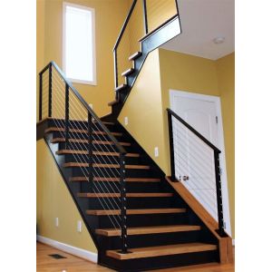 Modern Stairs Matte Black Cable Railing Balustrade Design For Steps
