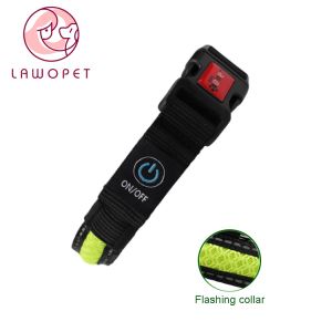 C910 New Pet Product Customs Iluminous Nylon Printed Flashing LED Usb Rechargeab