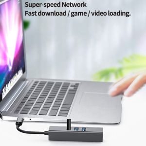 USB 3.1 Type C to 9 Ports USB3.0 Hub with Gigabit Ethernet RJ45 Lan Port Adapter