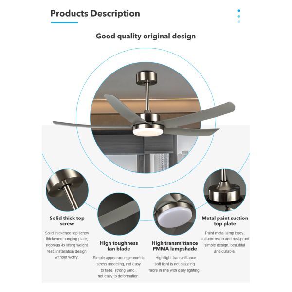 3 Color American Ceiling Fans Decorative 52 Inch Fan With Light