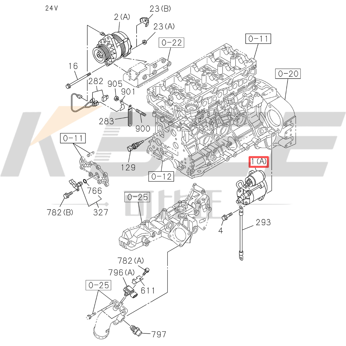 KBZE 8-98045027-2 ISUZU 4JJ1 8-98045027-1 8-98045027-3 STARTER MOTOR ASSY 24V 11T 3.5KW FOR CX130 CX160 ZX110 ZX140 ZX160 EXCAVATOR