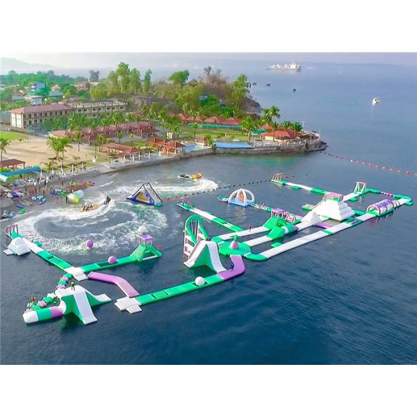 Outdoor Inflatable Floating Water Park Games / Inflatable Sea Waterpark For Hot