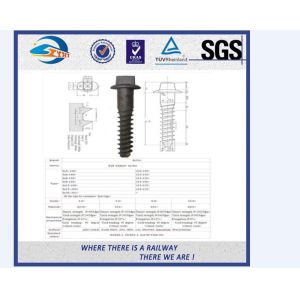 Black ISO Railway Sleeper Screws High Tension Screw Spike 15/16×6-1/2