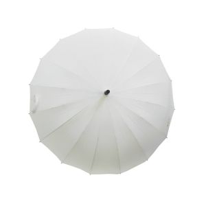 16 Ribs Auto Open Umbrella White Color Stick Long Umbrella