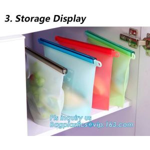 Storage preservation reusable silicone food bag,FDA reusable silicone storage