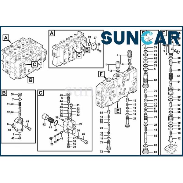 14564858 VOE14564858 SUNCARVO.L.VO Sealing Kits Excavator Service Kit Fits EC460B EC460C Main Control Valve