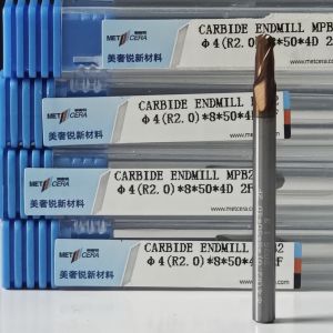 Solid Carbide Ball Nose End Mill 2 Flutes R0.5-10 4mm Φ4.0 R2.0 x8x4Dx50mm with Hardness HRC55-60