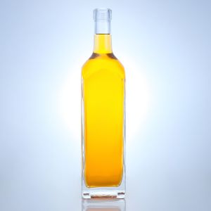 China Square Shape Super Flint Glass Bottle in Clear Color for Vodka Whisky Tequila Gin on sale