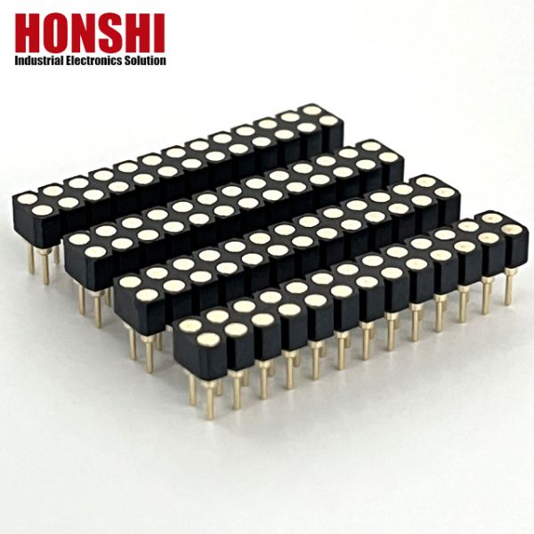2.54mm Dual Row PCB H3.0mm 7.4mm Straight Brass Machined Round Female Header