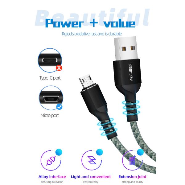 10ft Micro USB Data Transfer Cable Premium Nylon Braided For Samsung