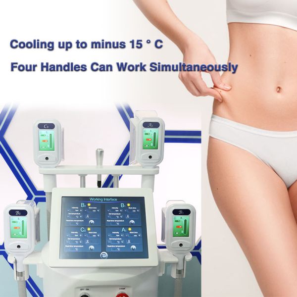 Quality 360 4 handle working Cryolipolysis Fat Freeze Slimming Machine With 1600W Output Power wholesale
