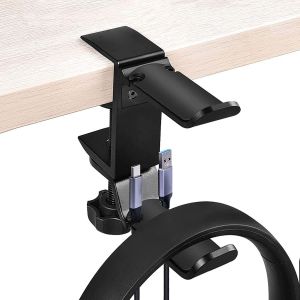 Adjustable Desk Mount Headphone Hanger 60mm 360 Degree Rotation